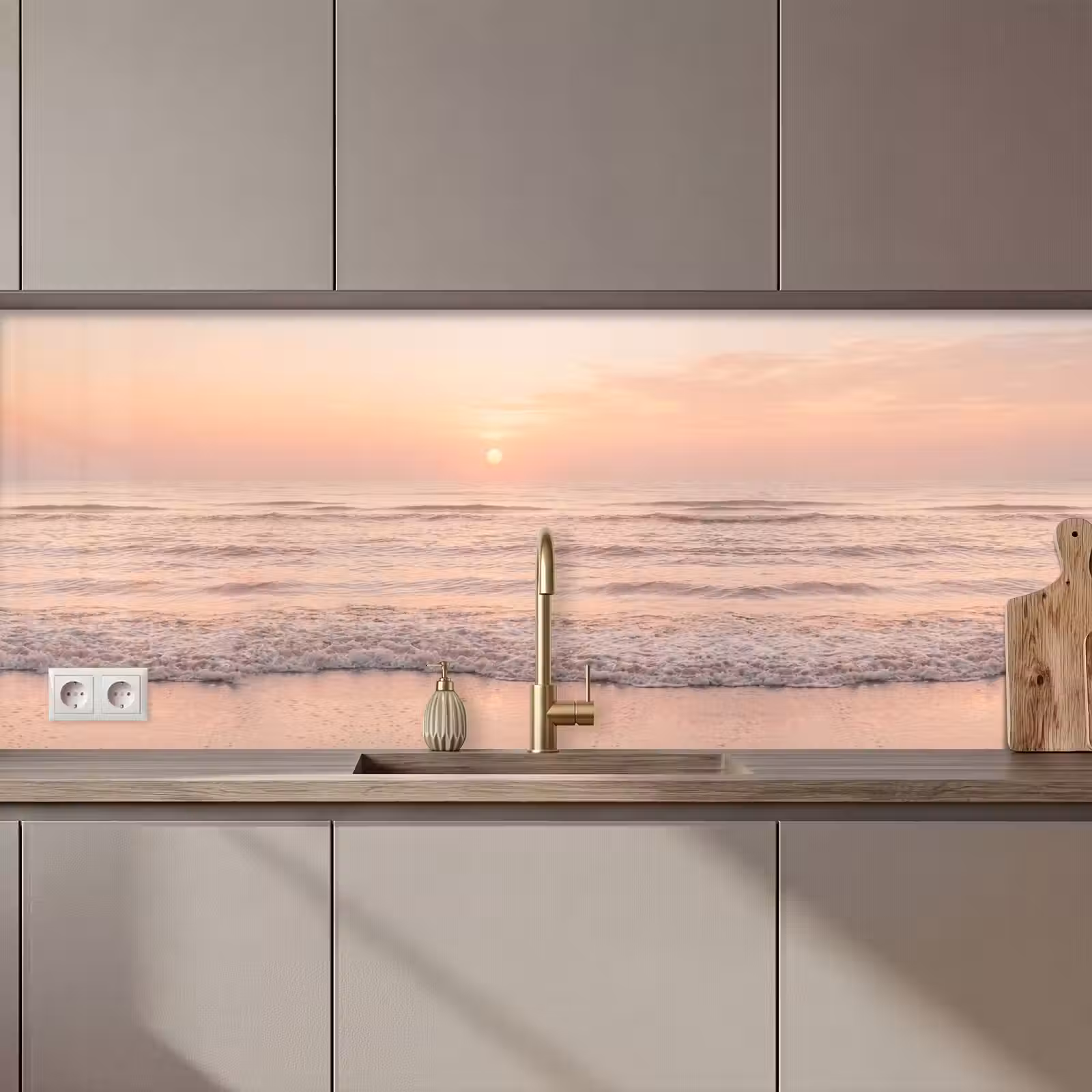 Keuken achterwand - Zon - Strand - Roze — 1