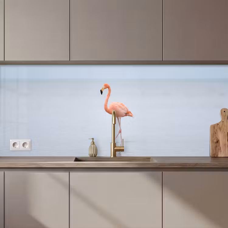 Keuken achterwand - Flamingo - Zee - Roze — 1