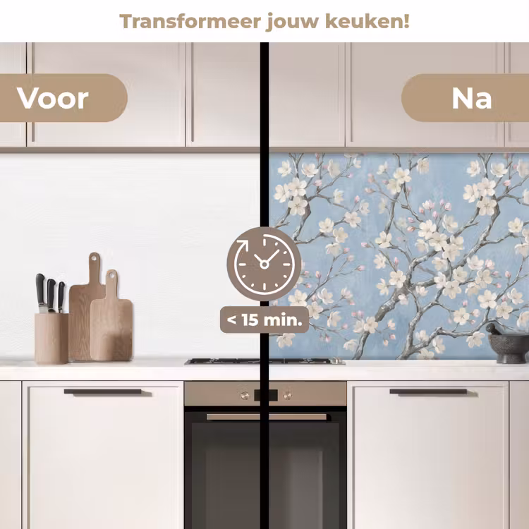 Keuken achterwand - Takken - Kersenbloesem - Blauw — 2
