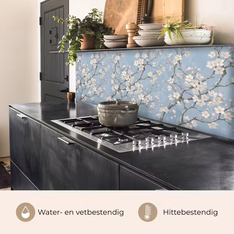 Keuken achterwand - Takken - Kersenbloesem - Blauw — 3