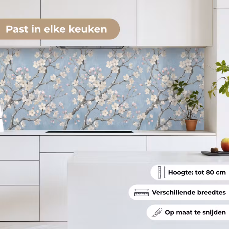 Keuken achterwand - Takken - Kersenbloesem - Blauw — 4