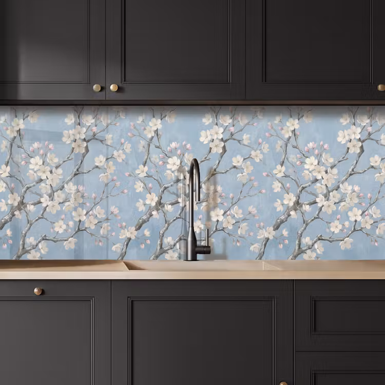 Keuken achterwand - Takken - Kersenbloesem - Blauw — 6