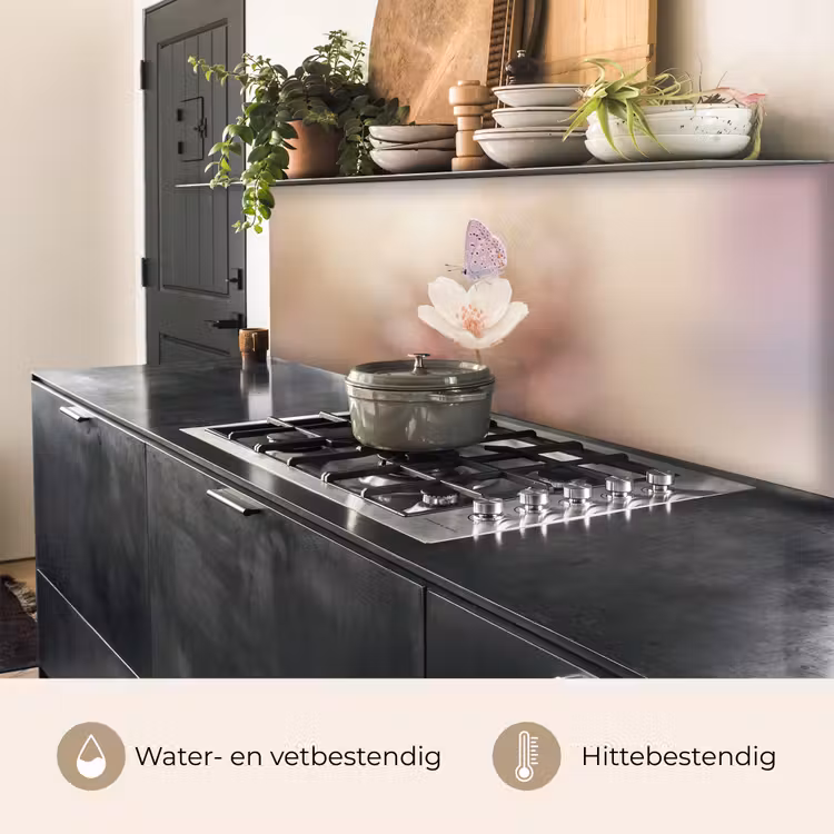 Keuken achterwand - Vlinder - Bloem - Blauw — 3