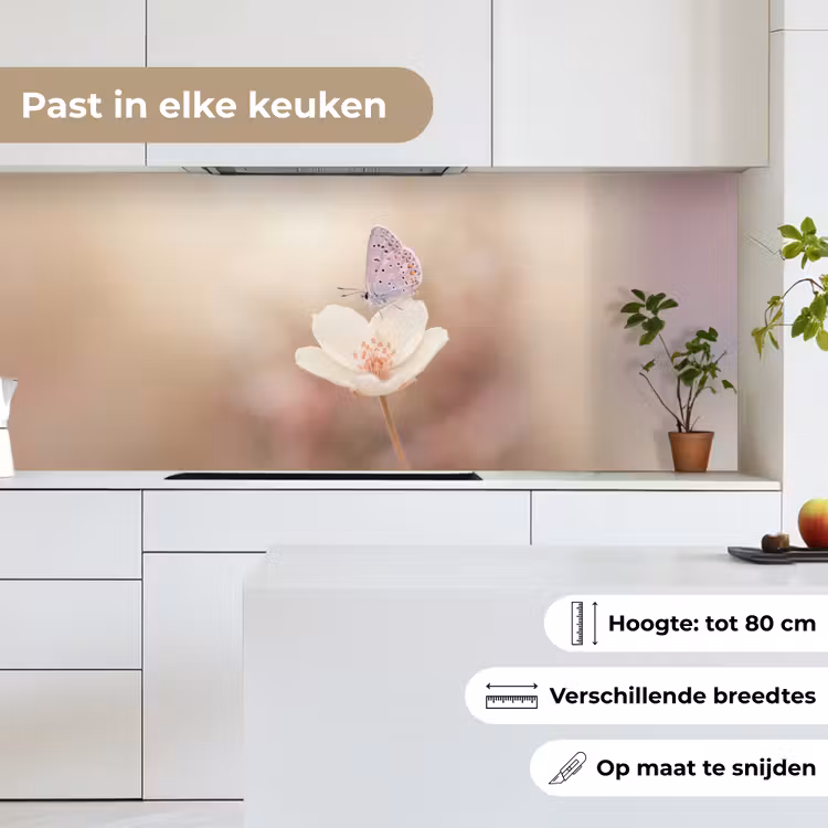 Keuken achterwand - Vlinder - Bloem - Blauw — 4
