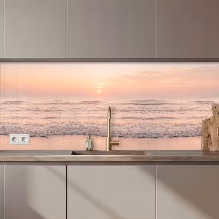 Keuken achterwand - Zon - Strand - Roze — 1
