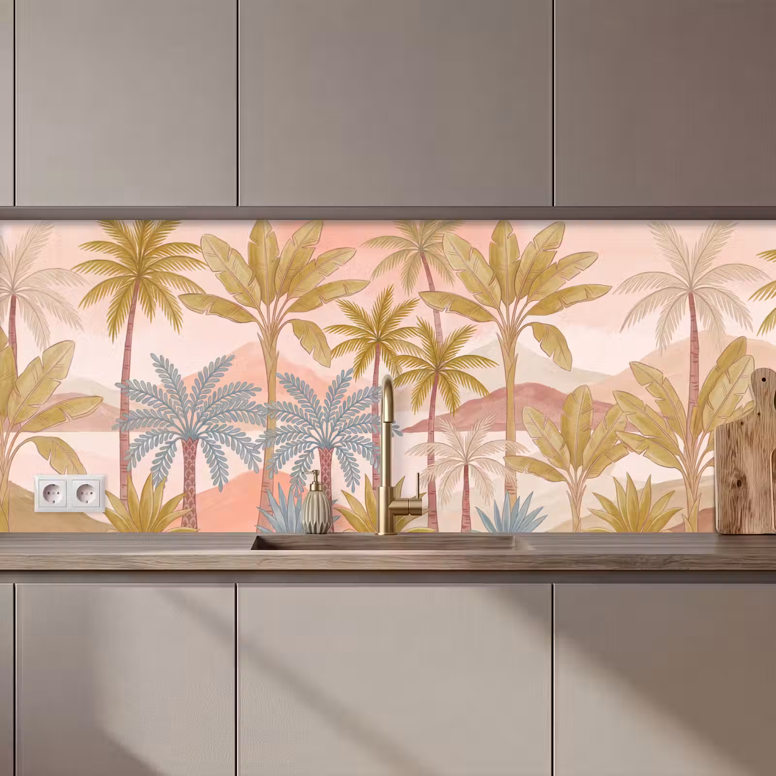 Keuken achterwand - Illustratie - Palmbomen - Kleurrijk — 1