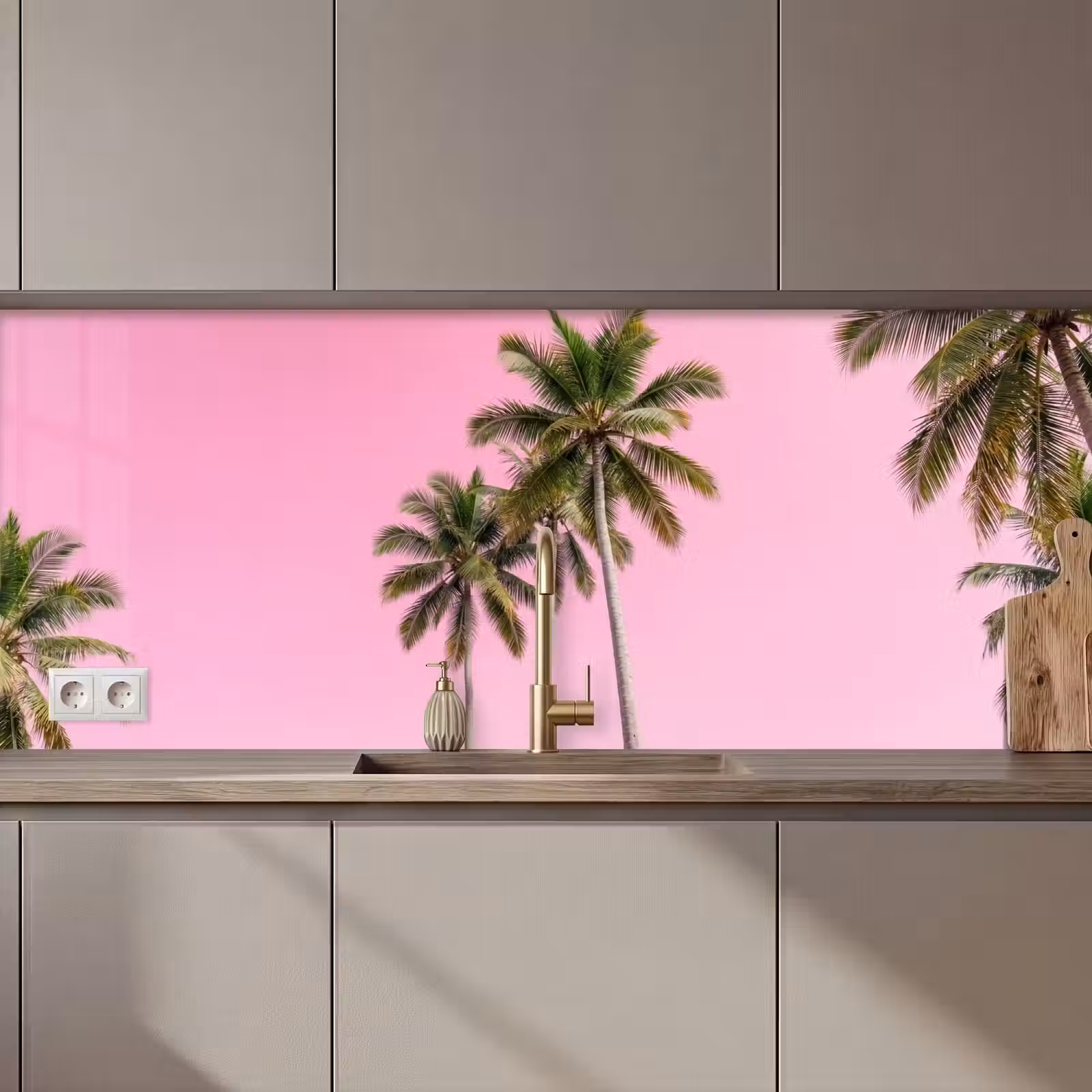 Keuken achterwand - Palmboom - Tropisch - Pink — 1