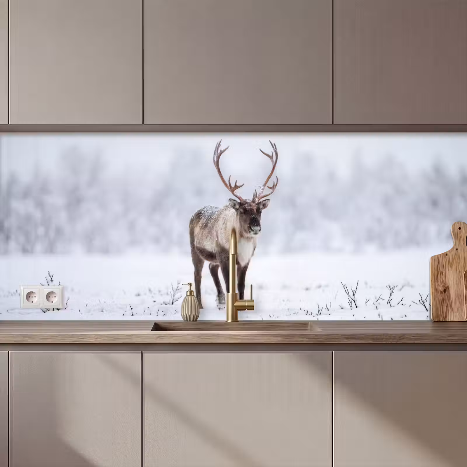 Keuken achterwand - Rendier - Gewei - Toendra - Sneeuw - Wild — 1