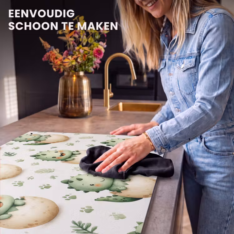 Inductie beschermer en spatscherm (2in1) - Dino - Eieren - Groen — 5