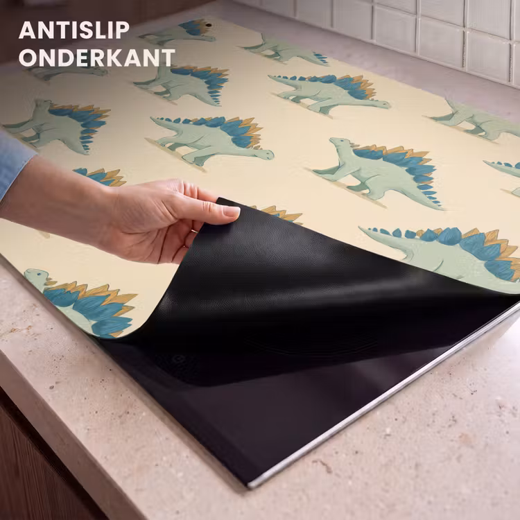 Inductie beschermer en spatscherm (2in1) - Dino - Patroon - Groen — 4