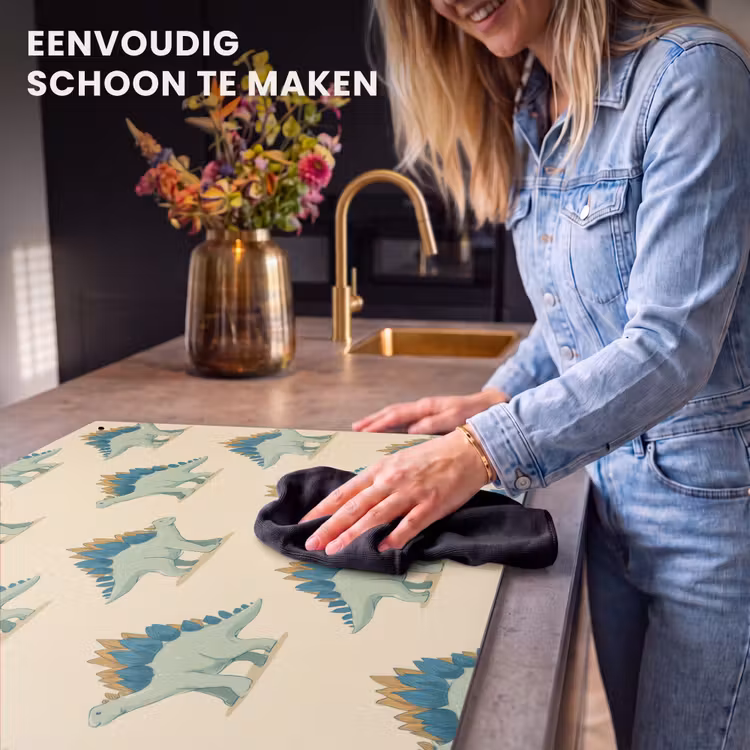 Inductie beschermer en spatscherm (2in1) - Dino - Patroon - Groen — 5