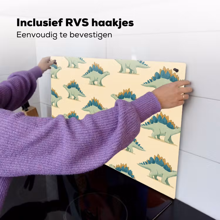 Inductie beschermer en spatscherm (2in1) - Dino - Patroon - Groen — 7