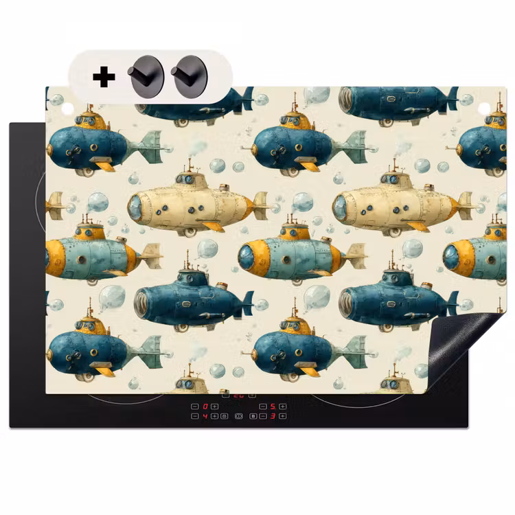 Inductie beschermer en spatscherm (2in1) - Duikboot - Fantasie - Kleurrijk — 1