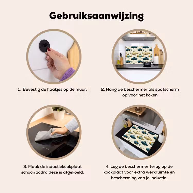 Inductie beschermer en spatscherm (2in1) - Duikboot - Fantasie - Kleurrijk — 6