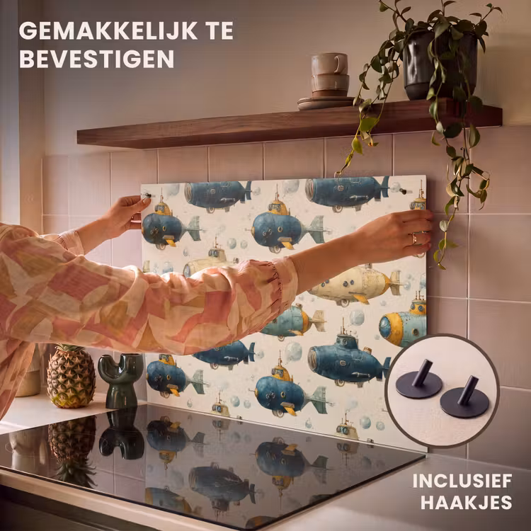Inductie beschermer en spatscherm (2in1) - Duikboot - Fantasie - Kleurrijk — 7