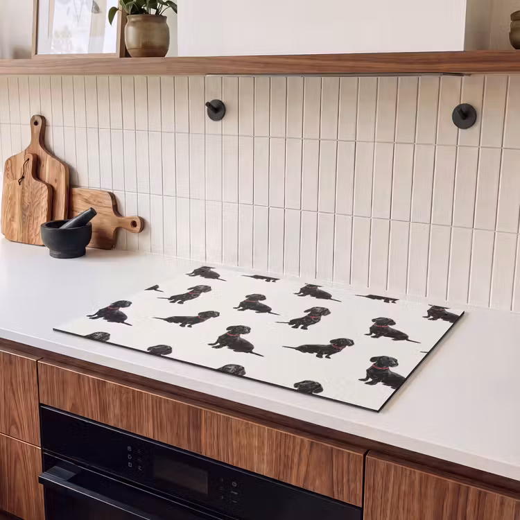 Inductie beschermer en spatscherm (2in1) - Hond - Patroon - Zwart — 3