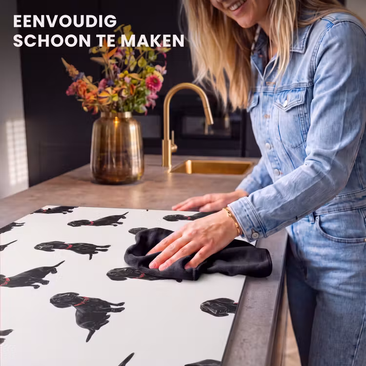 Inductie beschermer en spatscherm (2in1) - Hond - Patroon - Zwart — 5