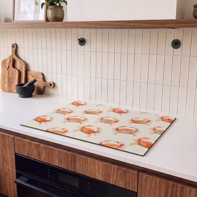 Inductie beschermer en spatscherm (2in1) - Krabben - Patroon - Oranje — 3