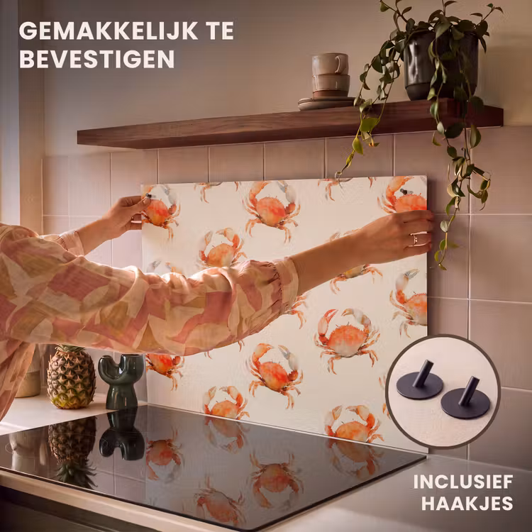 Inductie beschermer en spatscherm (2in1) - Krabben - Patroon - Oranje — 7