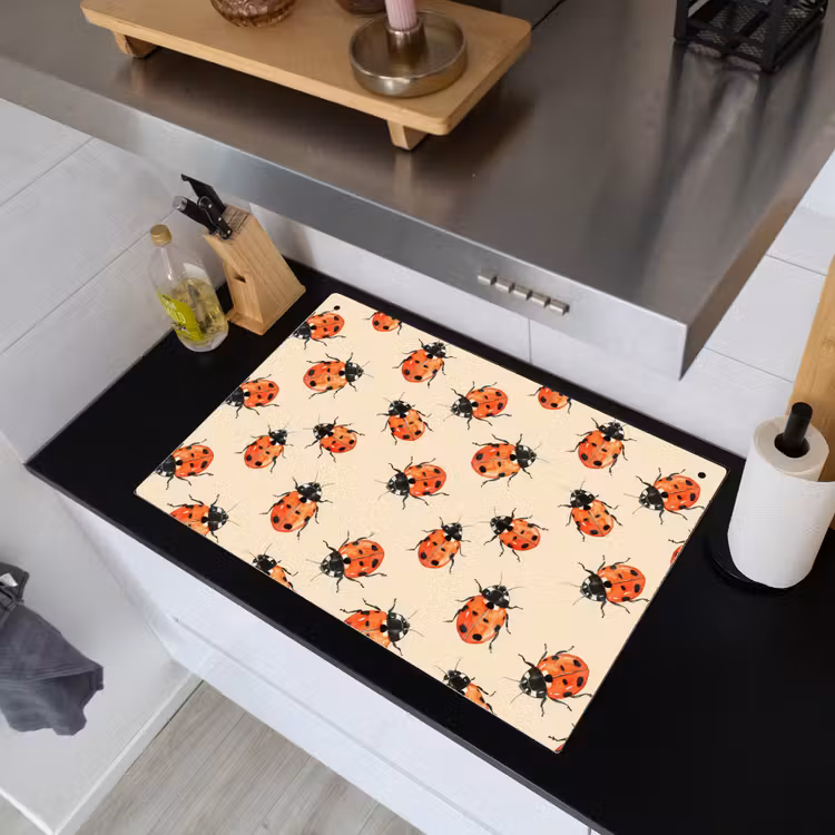 Inductie beschermer en spatscherm (2in1) - Lieveheersbeestjes - Patroon - Rood — 3