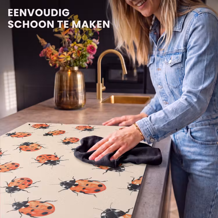 Inductie beschermer en spatscherm (2in1) - Lieveheersbeestjes - Patroon - Rood — 5