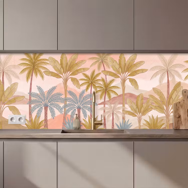 Keuken achterwand - Illustratie - Palmbomen - Kleurrijk — 1