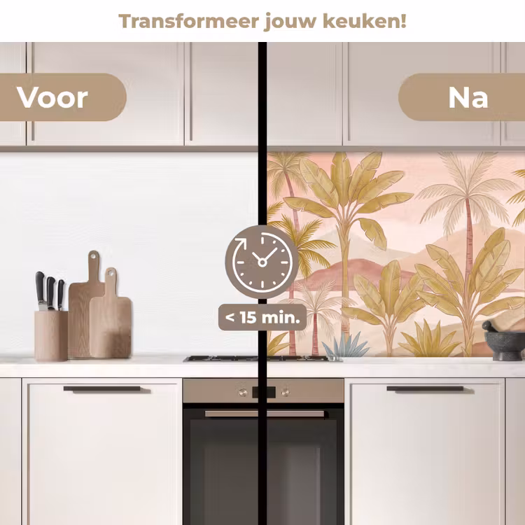 Keuken achterwand - Illustratie - Palmbomen - Kleurrijk — 2