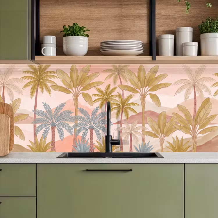 Keuken achterwand - Illustratie - Palmbomen - Kleurrijk — 5