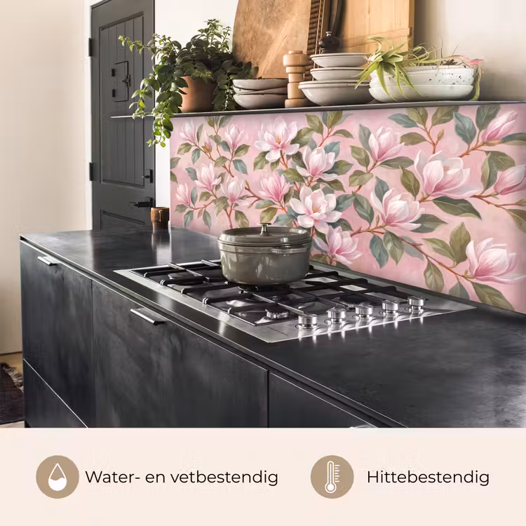 Keuken achterwand - Magnolia's - Patroon - Roze — 3