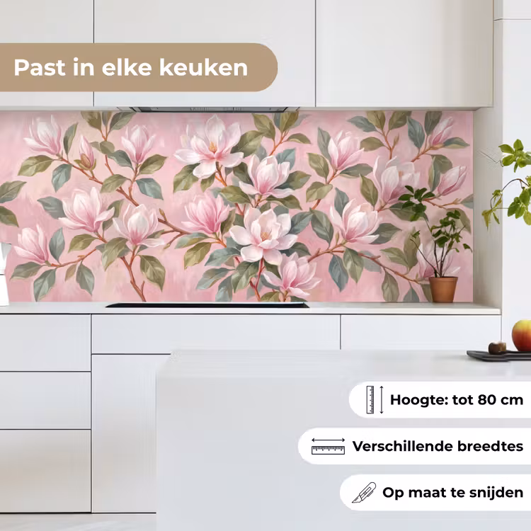 Keuken achterwand - Magnolia's - Patroon - Roze — 4