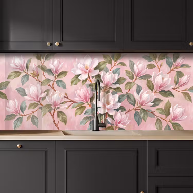 Keuken achterwand - Magnolia's - Patroon - Roze — 6