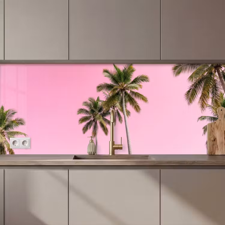 Keuken achterwand - Palmboom - Tropisch - Pink — 1
