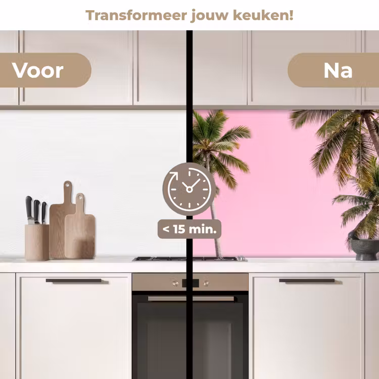 Keuken achterwand - Palmboom - Tropisch - Pink — 2