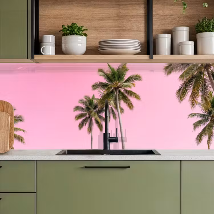 Keuken achterwand - Palmboom - Tropisch - Pink — 5