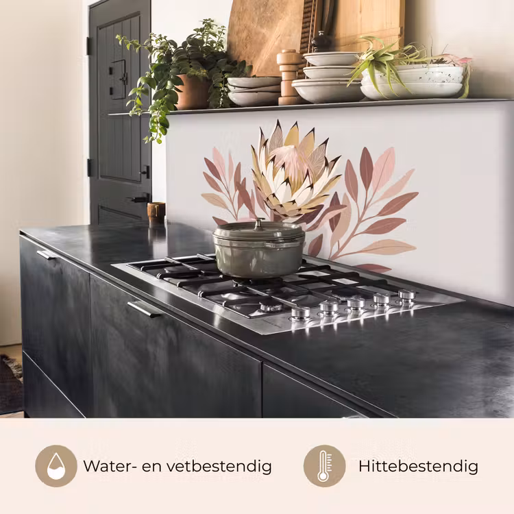 Keuken achterwand - Protea - Bloem - Botanisch - Beige — 3