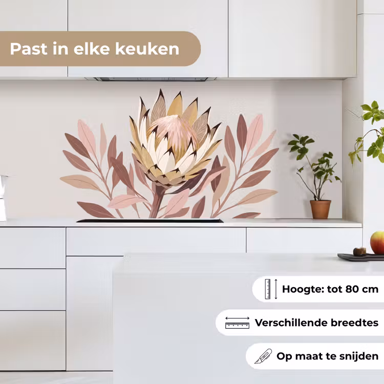 Keuken achterwand - Protea - Bloem - Botanisch - Beige — 4