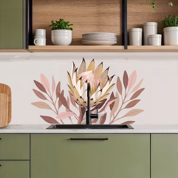 Keuken achterwand - Protea - Bloem - Botanisch - Beige — 5