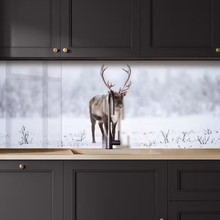 Keuken achterwand - Rendier - Gewei - Toendra - Sneeuw - Wild — 6