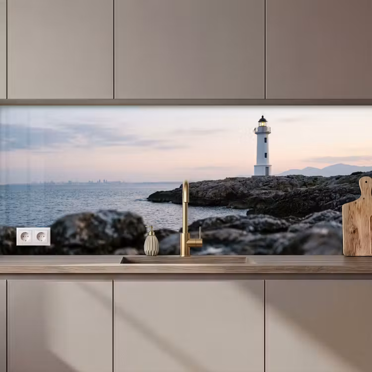 Keuken achterwand - Rotsen - Vuurtoren - Wit — 1