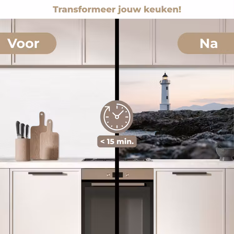 Keuken achterwand - Rotsen - Vuurtoren - Wit — 2