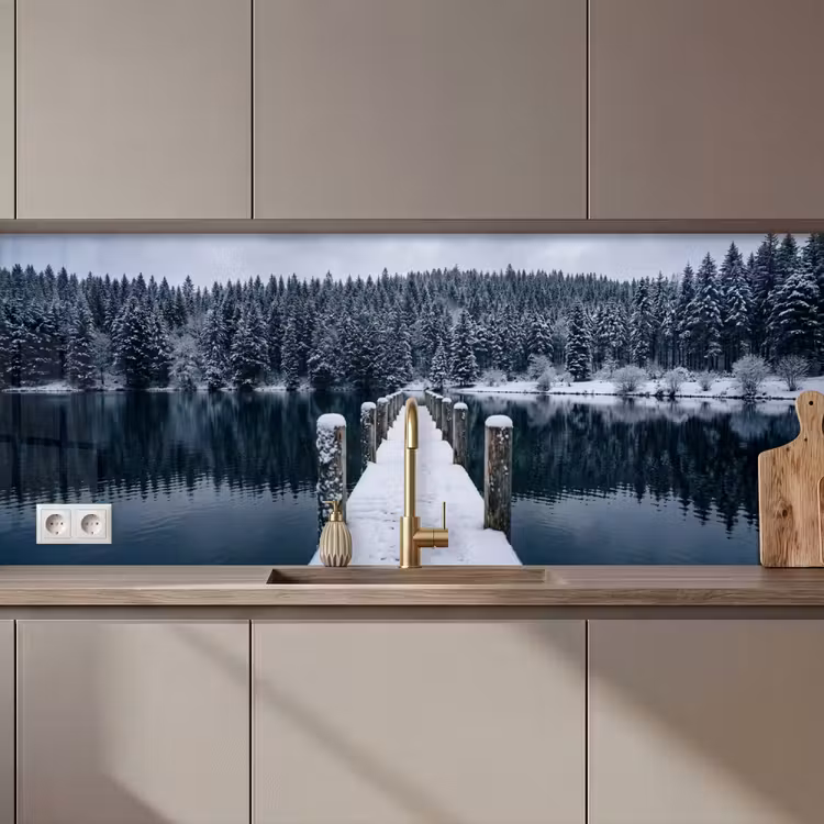 Keuken achterwand - Steiger - Meer - Sneeuw - Bergen - Rustgevend — 1