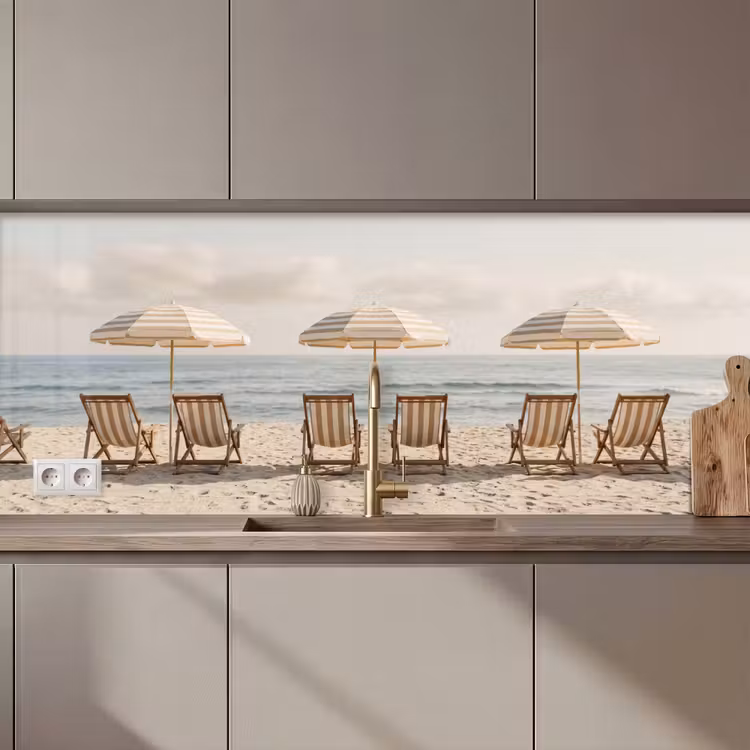Keuken achterwand - Strand - Stoelen - Parasol — 1