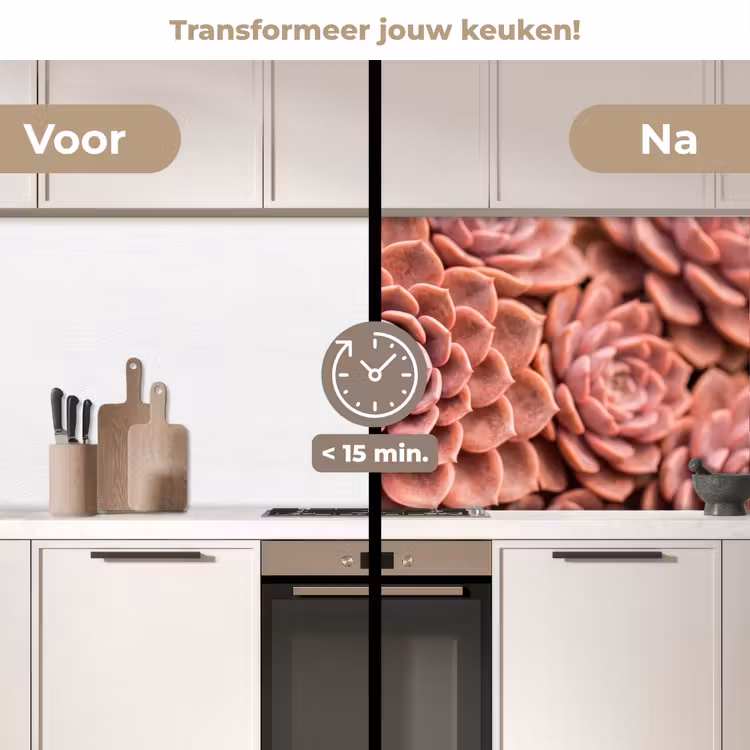 Keuken achterwand - Vetplant - Organisch - Roze — 2