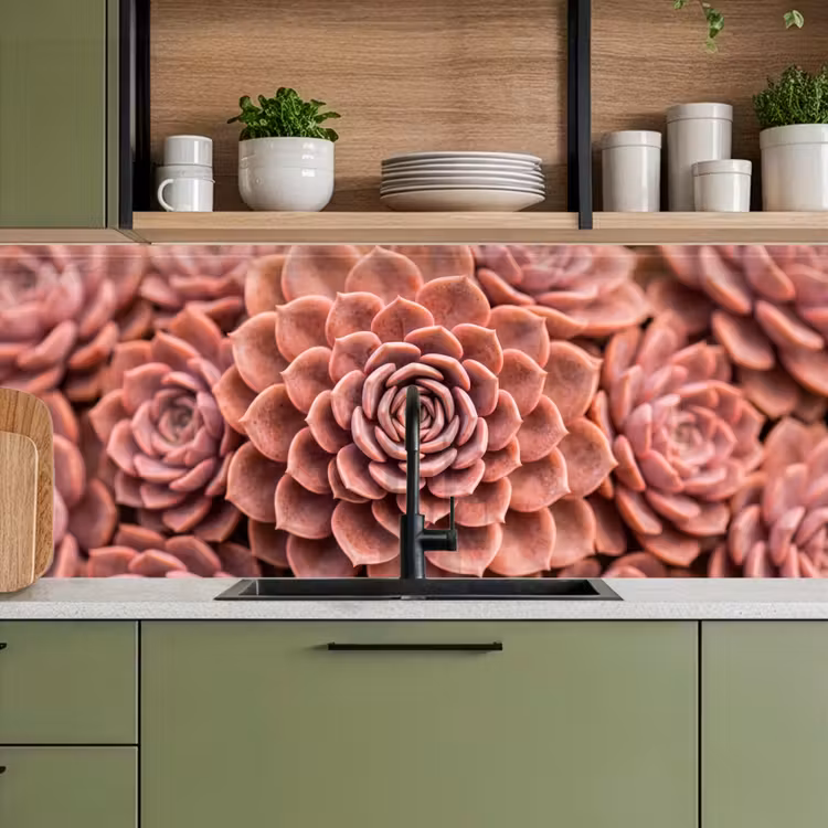 Keuken achterwand - Vetplant - Organisch - Roze — 5
