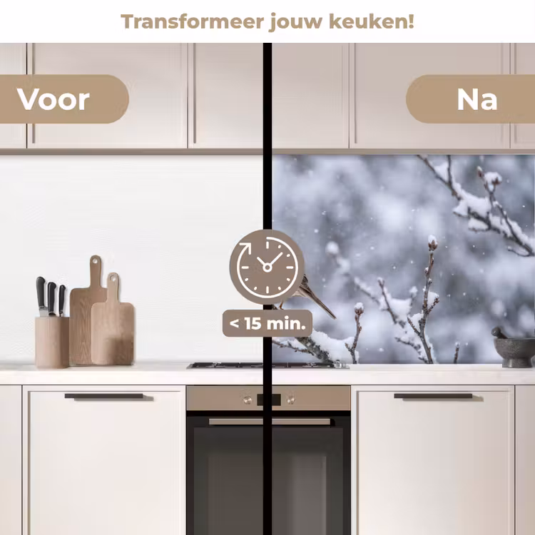 Keuken achterwand - Vogel - Tak - Sneeuw - Winter — 2