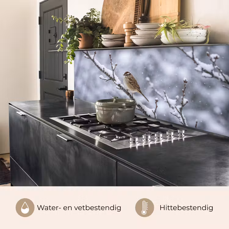 Keuken achterwand - Vogel - Tak - Sneeuw - Winter — 3