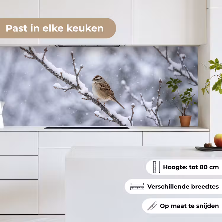 Keuken achterwand - Vogel - Tak - Sneeuw - Winter — 4