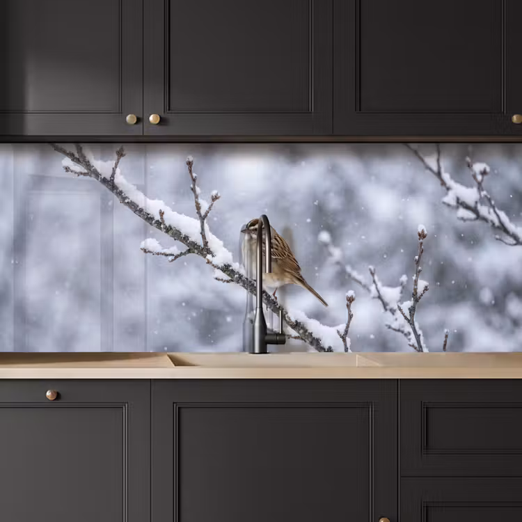 Keuken achterwand - Vogel - Tak - Sneeuw - Winter — 6