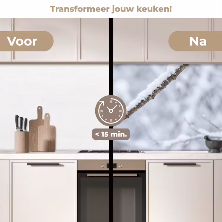 Keuken achterwand - Vogeltje - Sneeuw - Tak - Winter - Zacht — 2