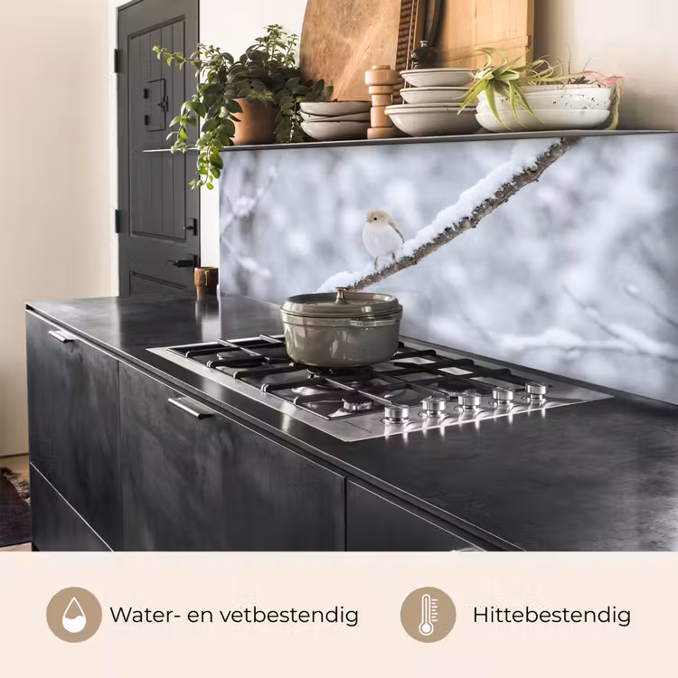 Keuken achterwand - Vogeltje - Sneeuw - Tak - Winter - Zacht — 3